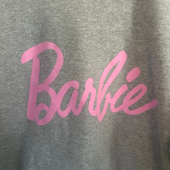 Barbie Women's Gray Logo Pullover Long Sleeve Cotton Blend Sweatshirt L Large - Picture 2 of 6